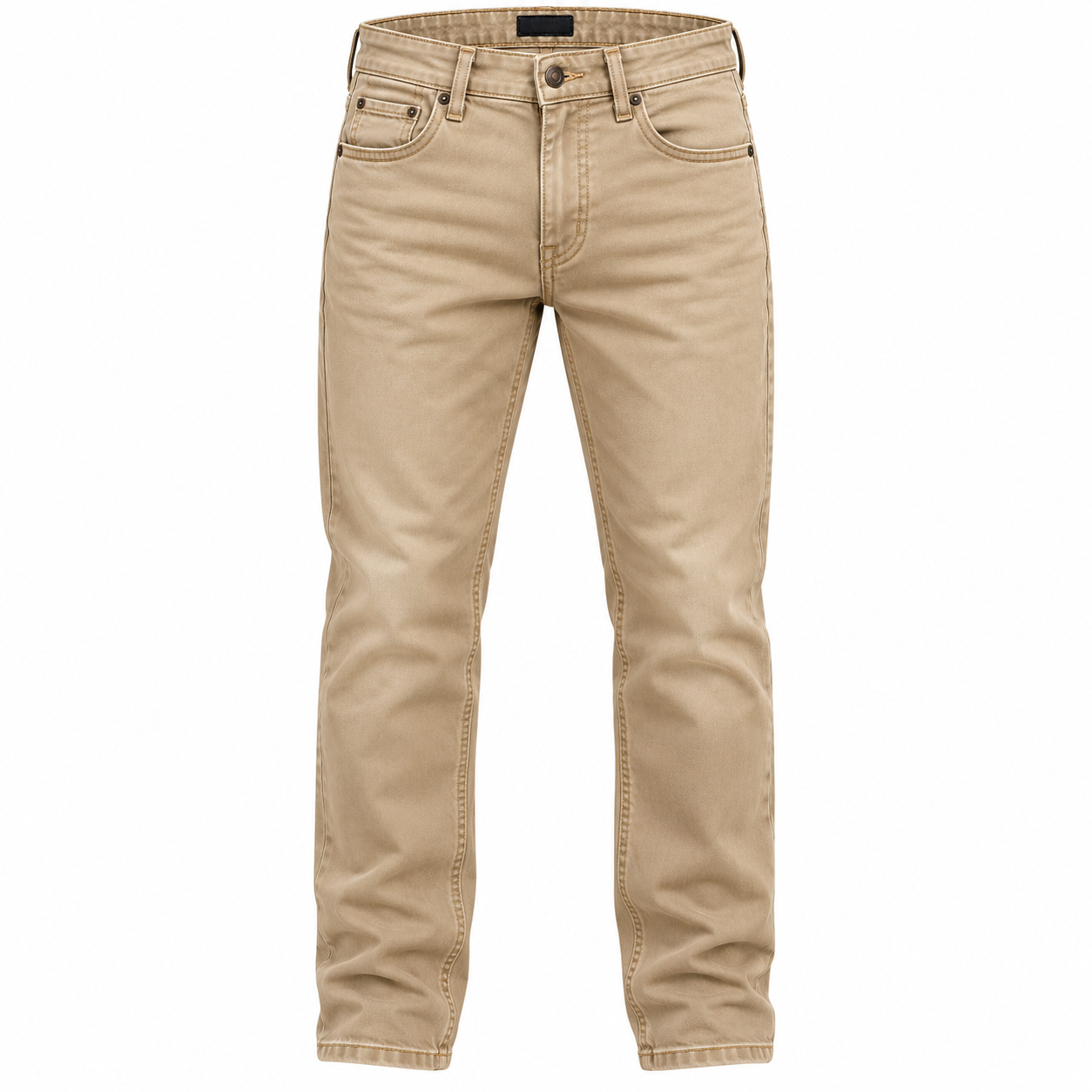 Men's Beige Cotton Regular Jeans
